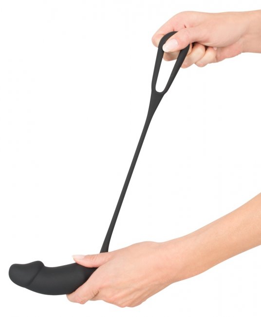 Vibrerande analplugg med en penisring. Flexibel ring och supermjukt silikon material. Enkel att använda. Penis formad plugg.