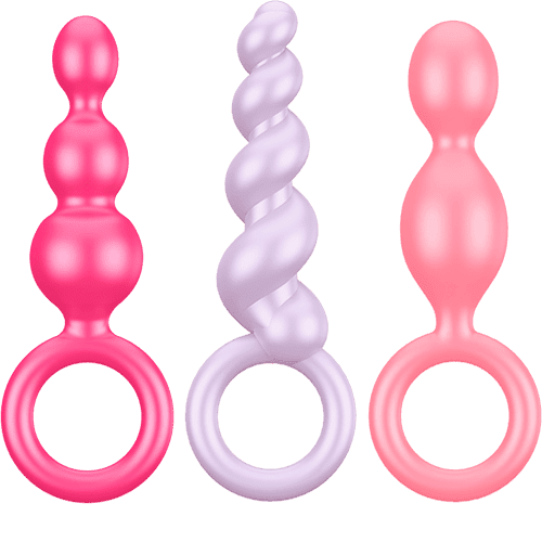 Analset med 3 färgade buttplugs - Satisfyer