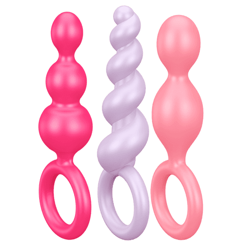 Analset med 3 färgade buttplugs - Satisfyer