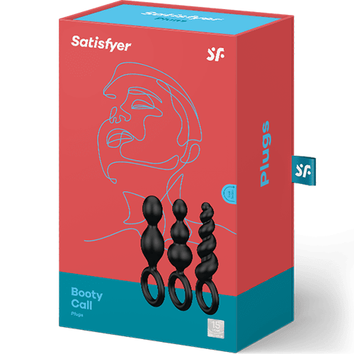Förpackning Analset med 3 svarta buttplugs - Satisfyer