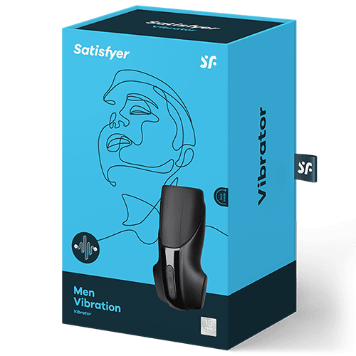 Svart vibrerande masturbator för män från Satisfyer från Satisfyer förpackning