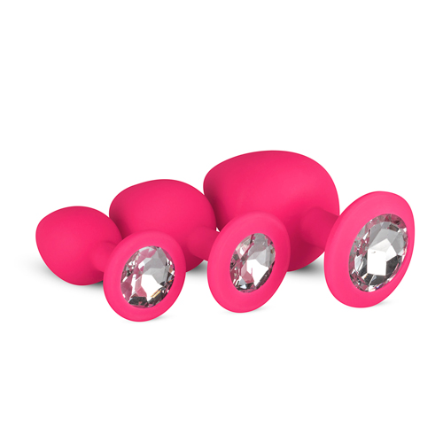 Silicone Butt Plug with Diamond Pink