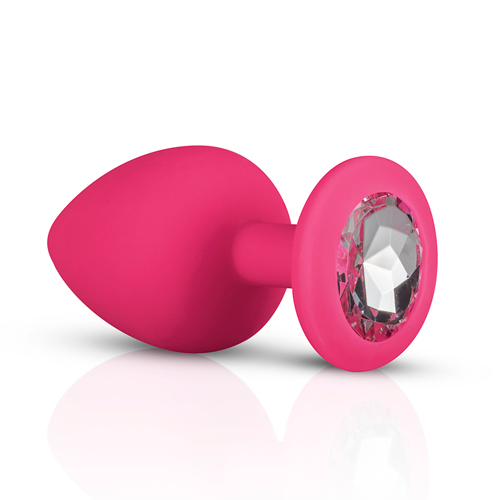Silicone Butt Plug with Diamond Pink