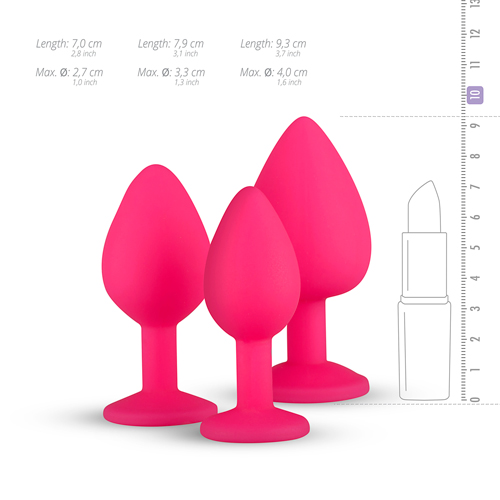 Silicone Butt Plug with Diamond Pink