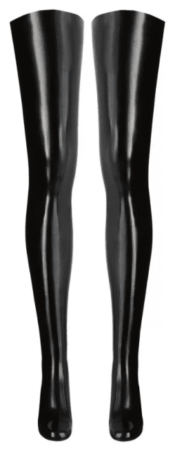 Svarta Lårhöga Latexstrumpor