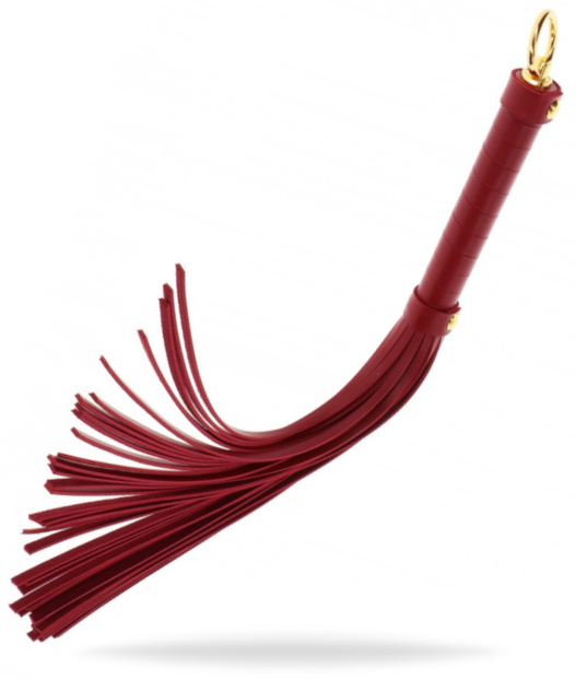 Frans piska tillverkad av högkvalitativ och slitstarkt PU-läder. Med guldiga detaljer av nickelfri metall. Bekväm i handen.