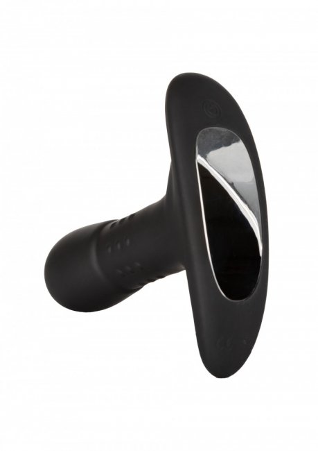 Svart analplugg tillverkad av silikon. Helt vattentät vibrator utrustad med 12 intensiva funktioner. Uppladdningsbar och skön